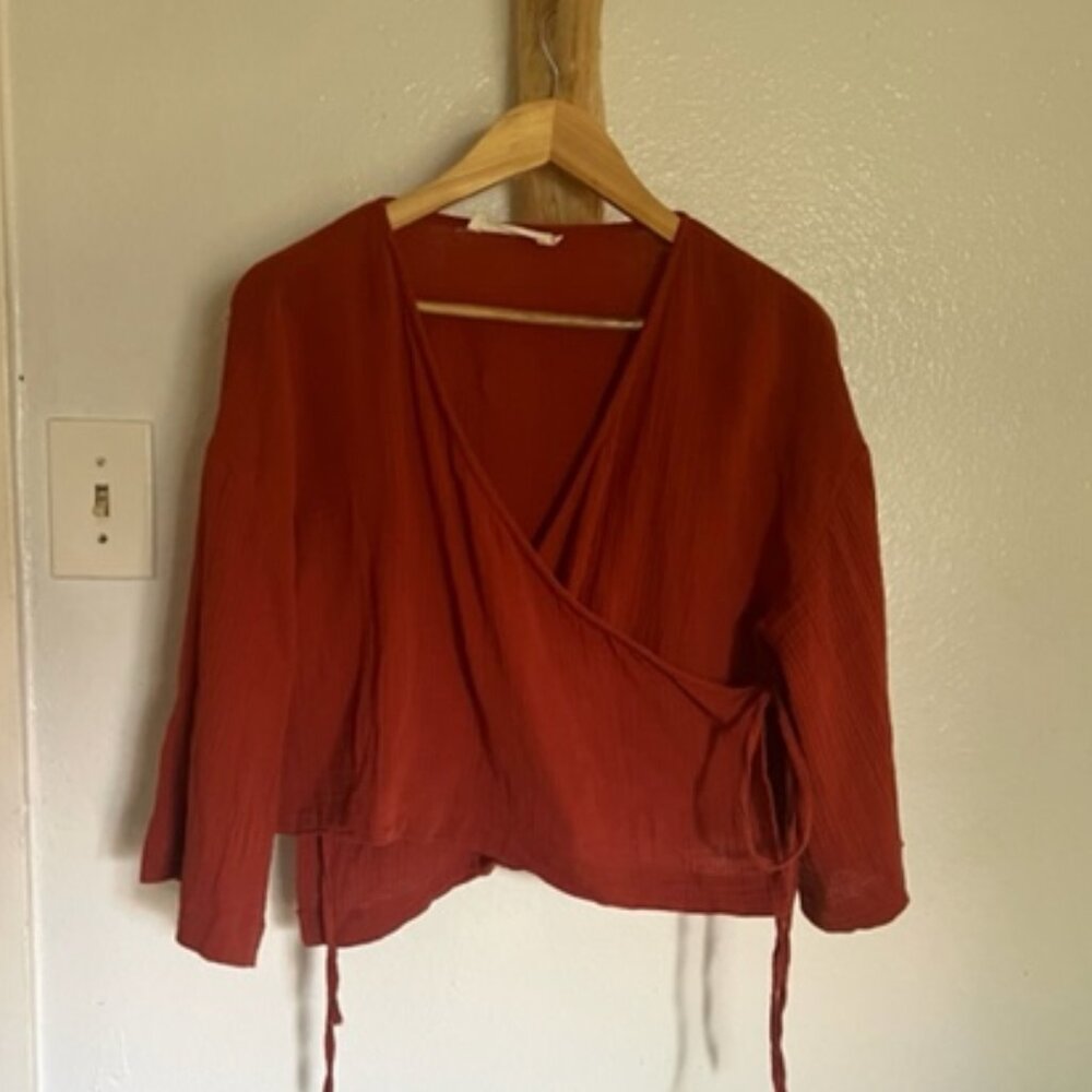 Organic Cotton Gauze Kimono Wrap Top, L - XL